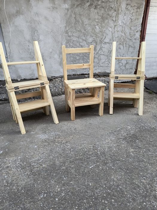 Scaun scară din lemn masiv de brad