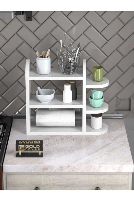 Дървена етажерка за кухня / Органайзер за подправки / Кухненски рафт