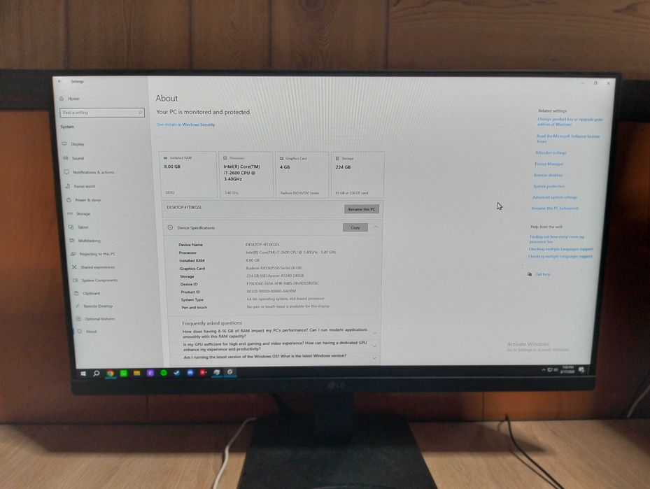 .Setup Complet PC Gaming: i7 + RX550 + Monitor LG 100Hz + Periferice. Sau Schimb Cu Leptop