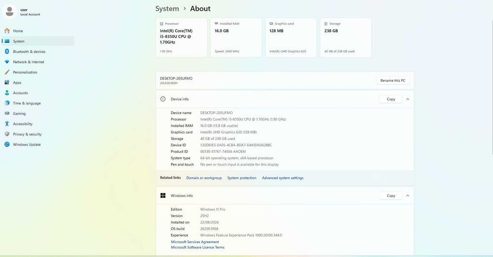 лаптоп Леново T480 16gb 256gb SSD Windows 11 pro