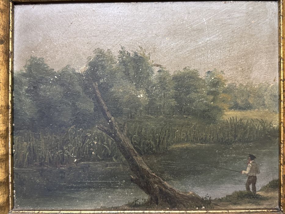 Tablou vechi C.Sschweninger. Pictura in ulei pe carton.