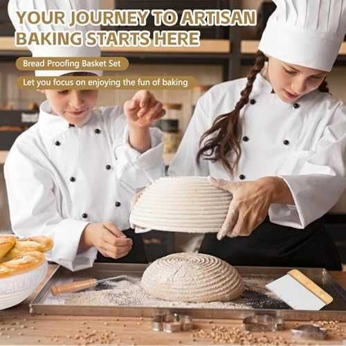 Нов 13 части комплект за квасен хляб банетон кошница ратан 9 инча