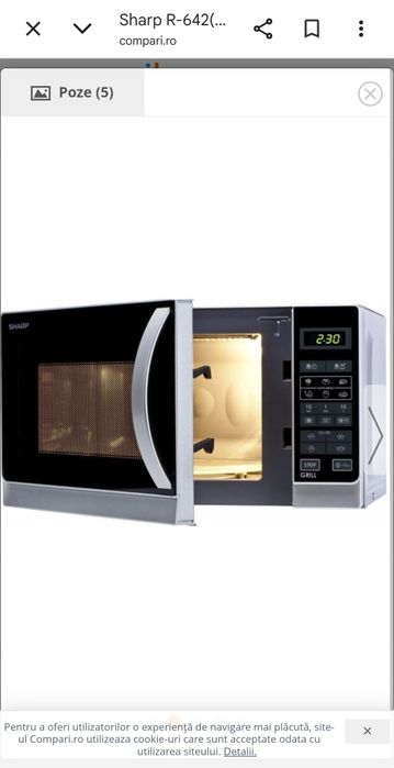 Cuptor cu Microunde Sharp R-642(IN)W,Argintiu, Nou,la cutie