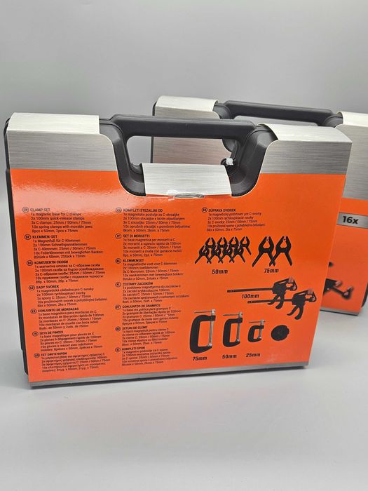Професионален комплект дърводелски скоби 16 части в твърд куфар