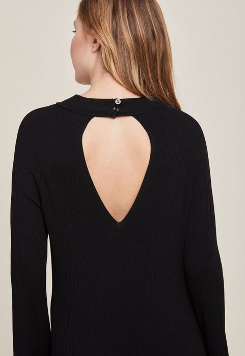 Rochie neagra lunga din vâscoză Stefanel