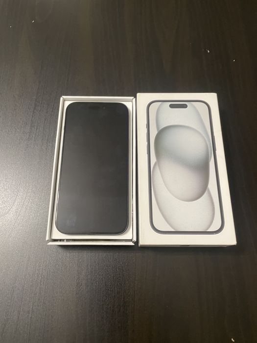Iphone 15 black 128 gb + cablu date + husa