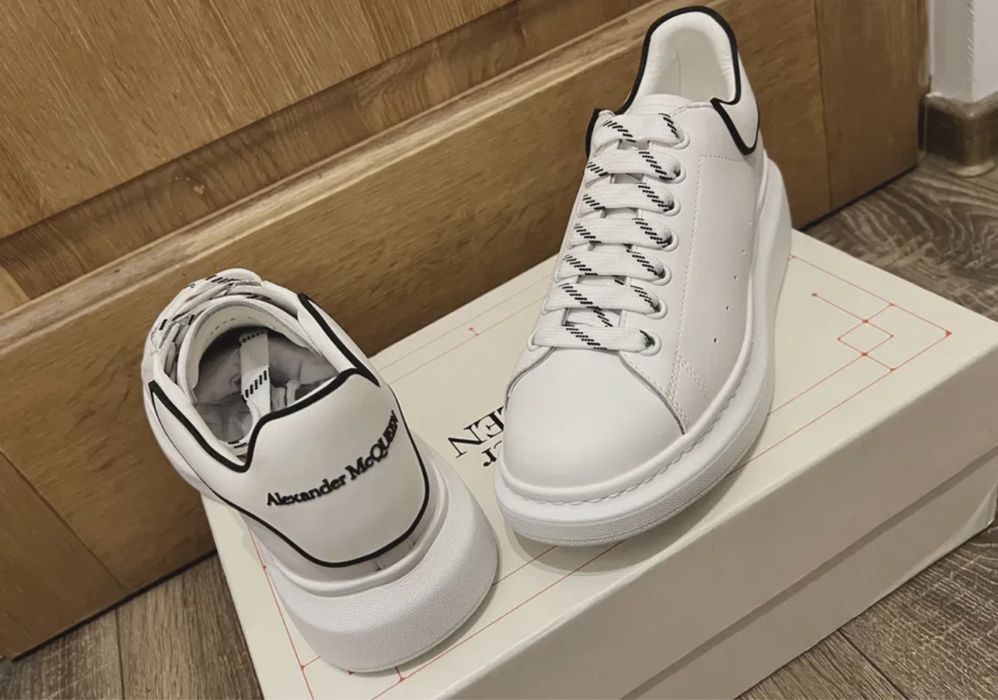 Adidasi Alexander Mcqueen piele naturala albi negri