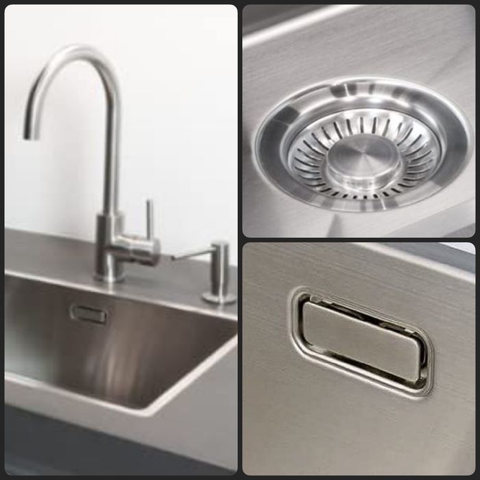 40х40см Кухненска мивка за вграждане от неръждаема стомана + сифон