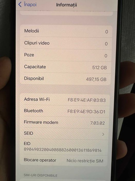 Iphone XS Negru 512 GB Baterie 100% Liber de retea Impecabil