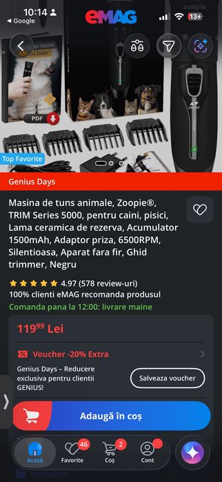 Masina de tuns caini si pisici