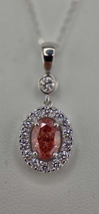 Lant aur alb si pandantiv 14k cu diamante Fancy coloured lab-grown diamond