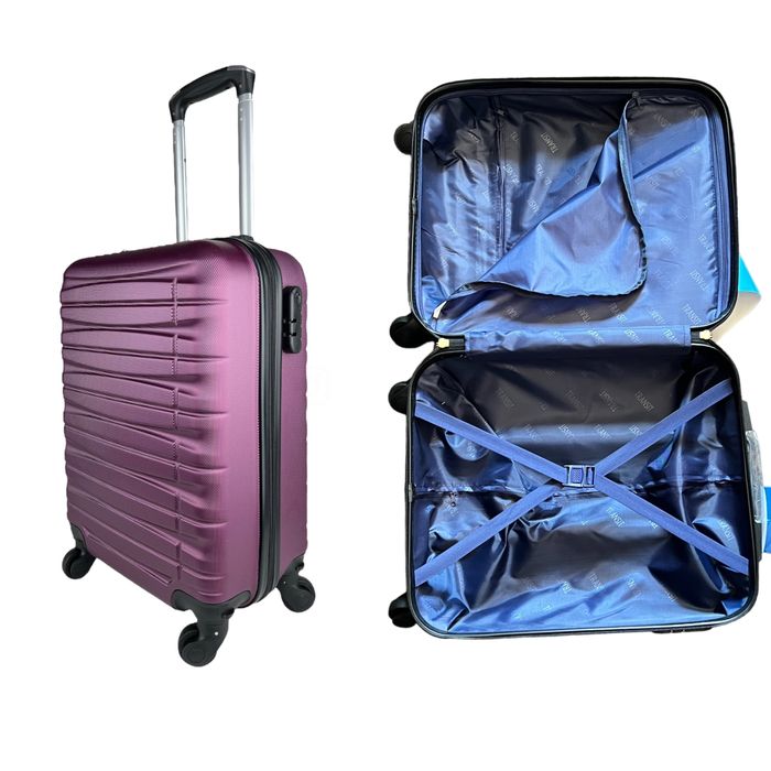 Куфар за ръчен багаж 55x37x22 см | Лек и здрав ABS с , 4 колела 360°