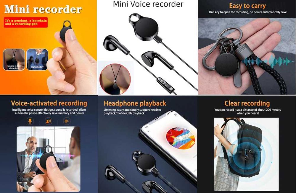 Android OTG MP3 Плеър Невидим Звукозаписвач Аудио Рекордер Ултрасензитивен Диктофон с Гласова Активация и Omnidirectional Двоен Динамичен Микрофон