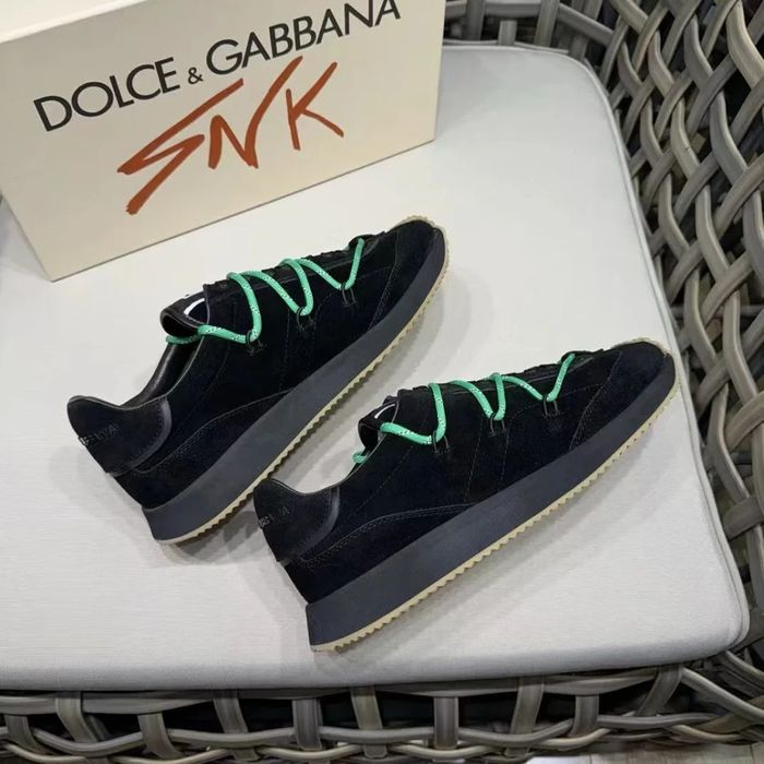 D&G Double-Lace Suede Sneaker "Black/Neon Green"