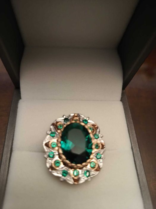 Inel stil Art Nouveau din aur roz 9kt și argint