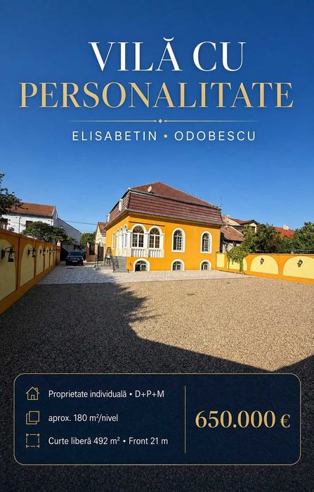 Vilă individuală Elisabetin – Odobescu | D+P+M | teren 677 mp