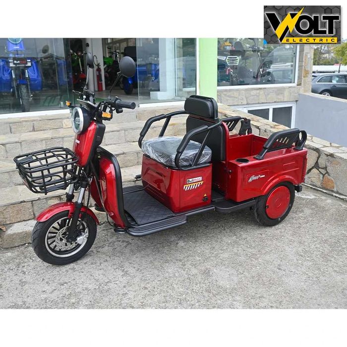 Двуместна CARGO електрическа триколка BULLMAX A10 CE, 60V, 2800W, 20Ah, 24м.гаранция и сертификат