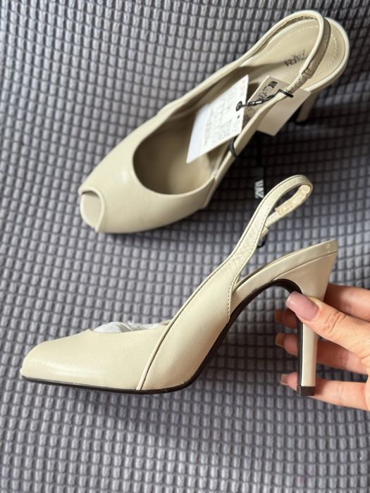 Кожени обувки на ток ZARA 36, 37 размер