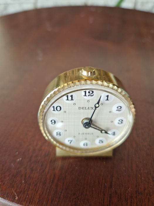 Рядък антикварен колекционерски бронзов мини будилник Deluxe