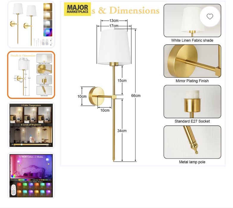 Vand 2 lampi de perete cu baterie