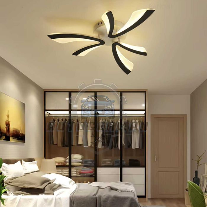 Таванна лампа 30W абажур черна дизайн с LED 3-степенна димируема