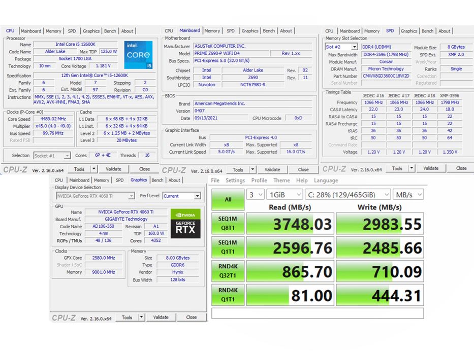 Компьютер RTX4060ti I5-12600k