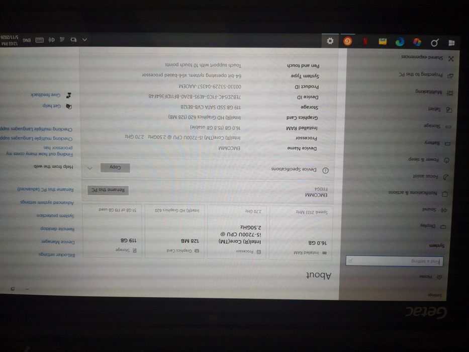Laptop getac f110 g4