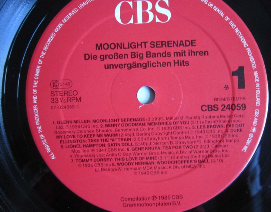 vinil  Moonlight Serenade (Jazz,Big Band,Swing) made Germany 1985