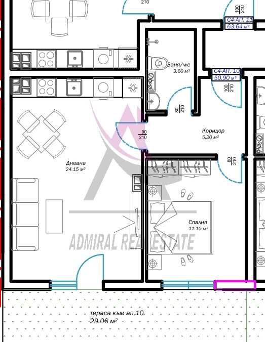 Продава се Двустаен апартамент в Варна, Възраждане 3 - 99 кв.м за 1091 €/кв.м - Снимка #5