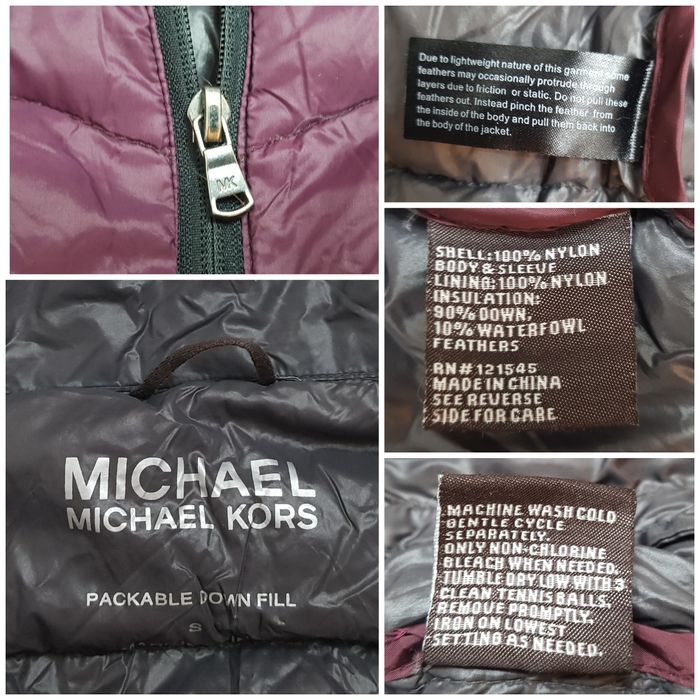 Geaca puf Michael Kors Ultralight Dawn Fill, măsura S bordeaux