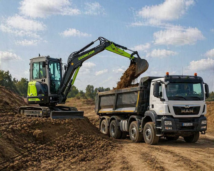Inchiriez excavator cu operator/ Lucrari cu excavator/ Transport cu basculanta