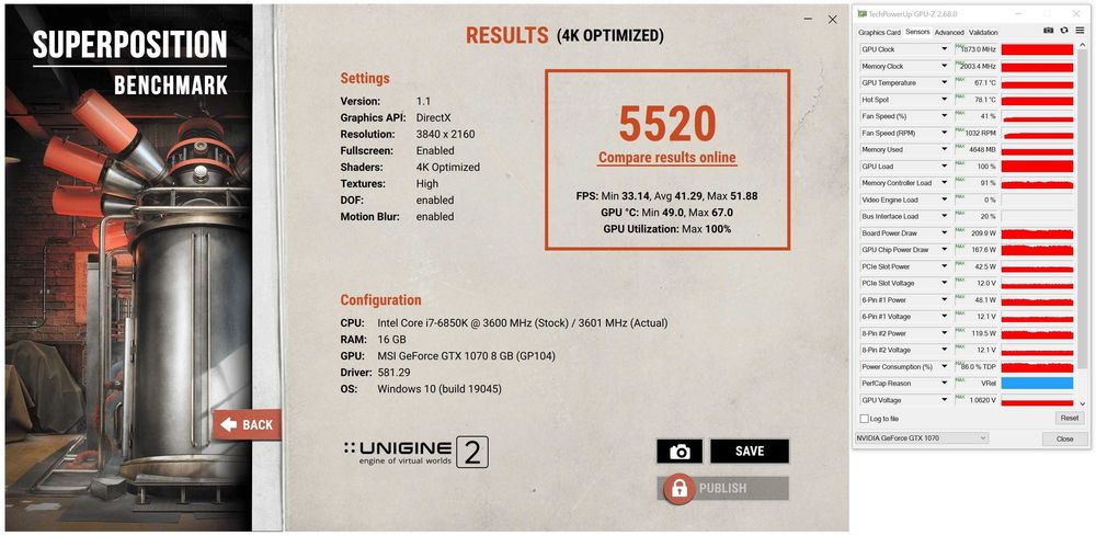 ТОП състояние Видео карта MSI GeForce GTX 1070 GAMING X 8G GDDR5