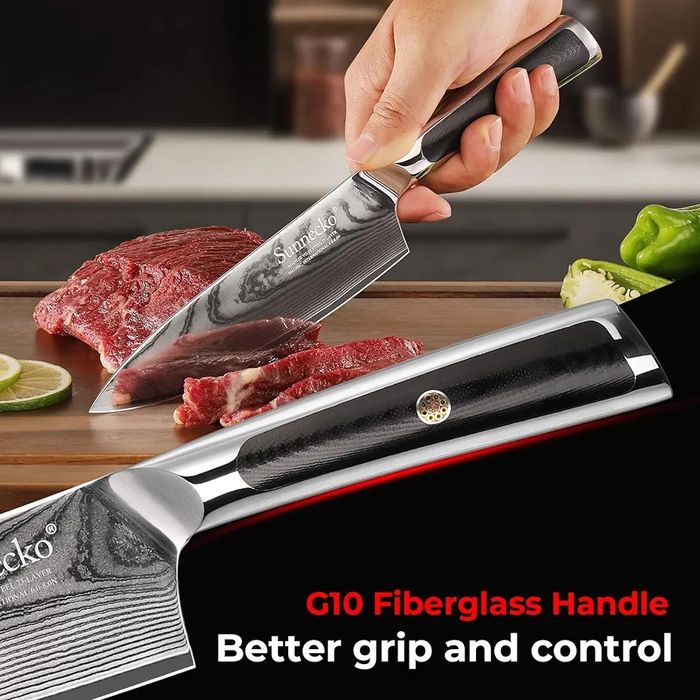 Sunnecko - Set profesional de 4 piese din otel damasc pentru chef