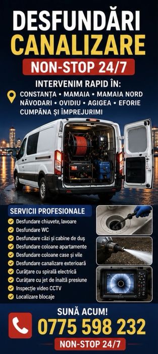 Desfundări Desfundare Canalizari Canalizare si spălări profesionale | Tulcea /Constanța – Mamaia Nord – Năvodari | NON STOP