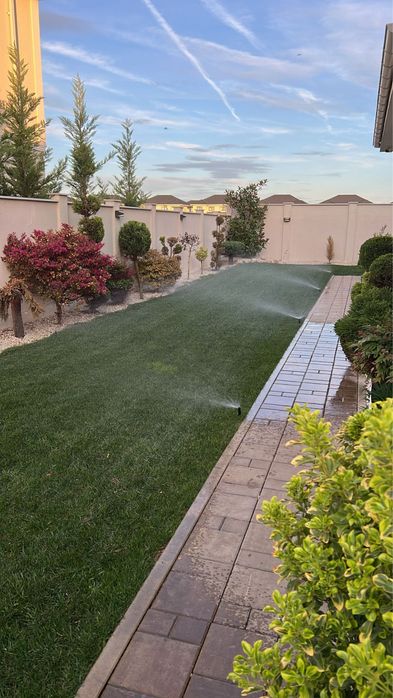 Gazon rulou, sisteme irigare automatizate, amenajare spatii verzi