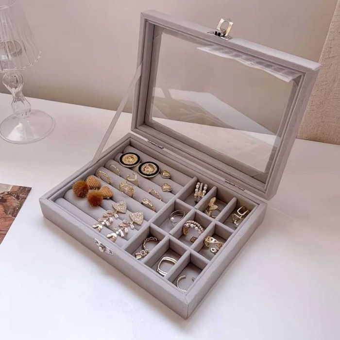 Кутия за бижута, Hggzeg, Преносима, Прахоустойчива,За пръстени,Колиета