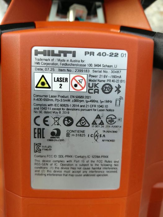 Hilti PR 40 - 22 / Nuron - Ротационен лазерен нивелир