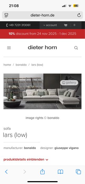 Sofa bonaldo lars design coltar