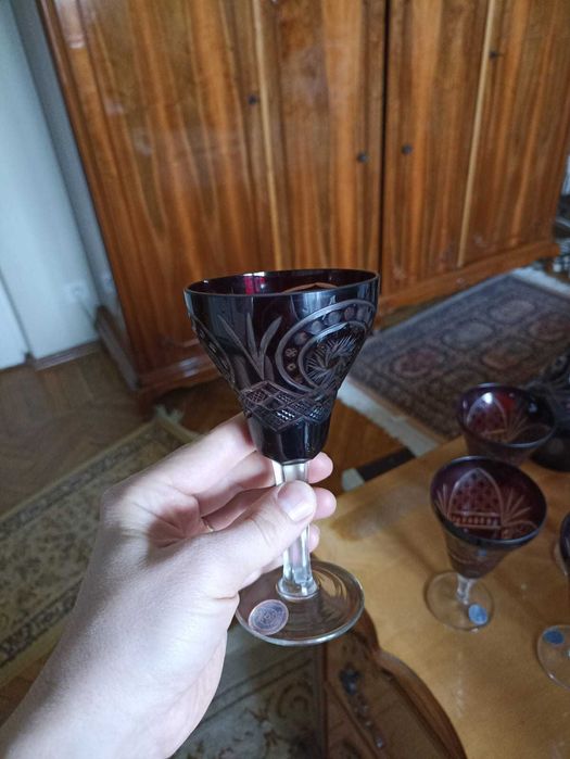 Set pahare cu decantor - cristal Bohemia