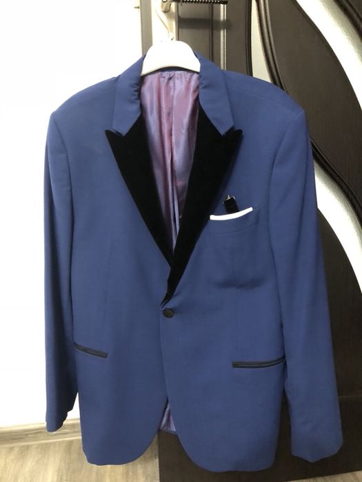 Sacou mire slim albastru plus negru