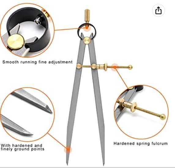 кожарски, сарашки пергел за кожа, 2 модела 150 мм, 200 мм, очертаване