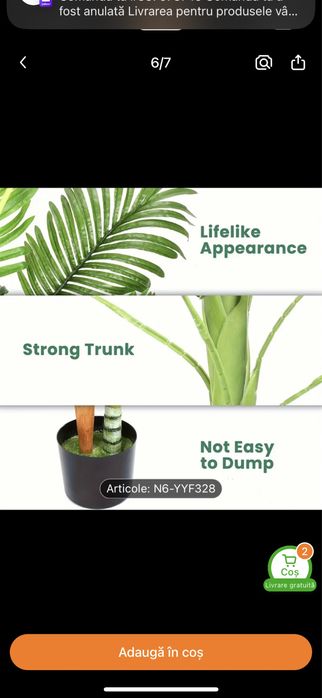 Palmier artificial 180cm la comnda