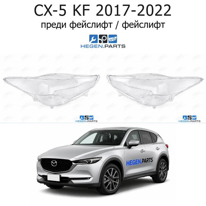 Стъкла за фарове MAZDA CX-5 KF (2017-2022) преди фейслифт / фейслифт | мазда, цкс-5, кф, стъкло, капаци, капак, фар