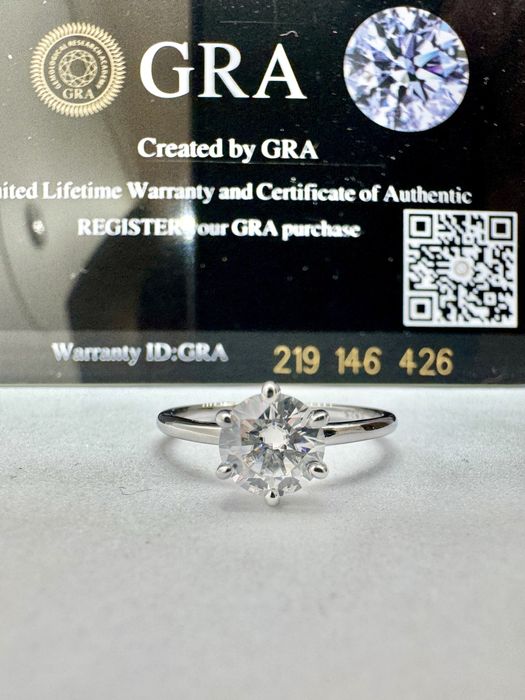 Сребърен пръстен с мойсанит (Диамант) 1 карат