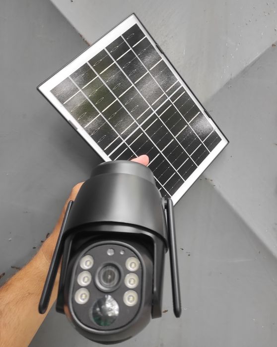 Camera de supraveghere 4G cu panou solar 5MP senzor miscare cartela zoom urmarire oe telefon, neagra