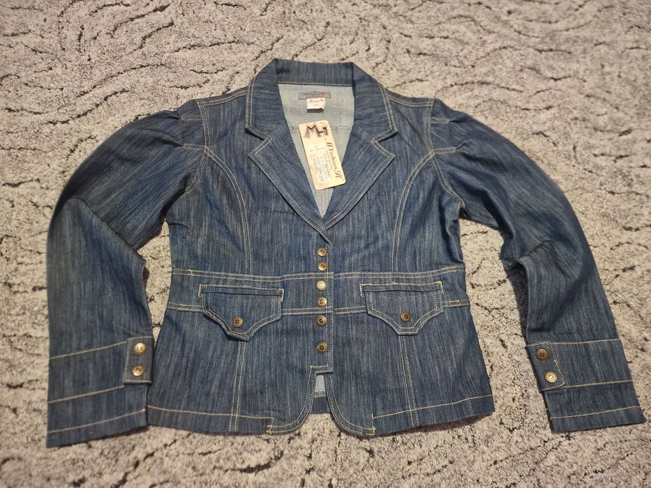 Тъмносиньо дънково сако