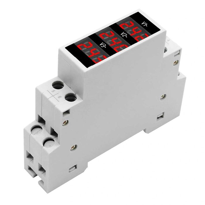 Voltmetru Digital Trifazat pentru Tablou Electric – Montaj pe Sina DIN
