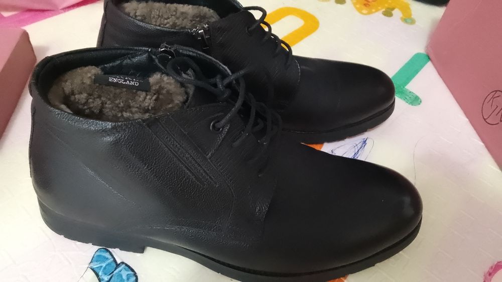 Кожанный сапоги зимные