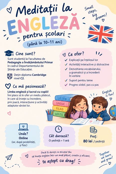 Ofer meditatii la limba engleză