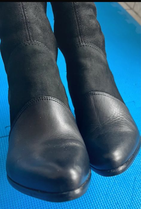 Cizme negre lungi sub genunchi din piele naturala